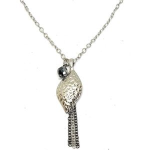 Lia Sophia Fine Art Abstract Bird Retired Necklace Adjustable Silver Tone